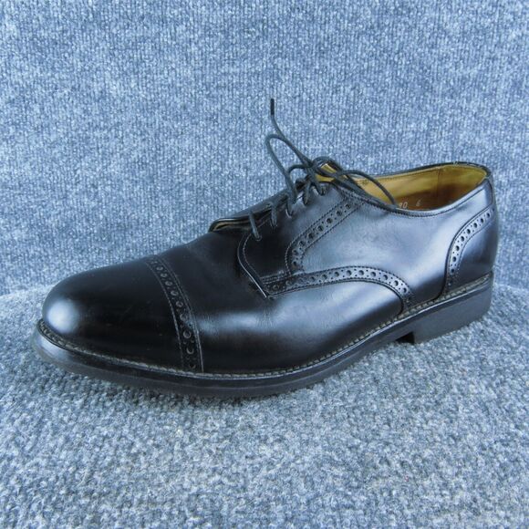 Allen Edmonds Brogue Toe Cap Men Derby Oxfords Size 10.5 Narrow Black Leather - Picture 1 of 10